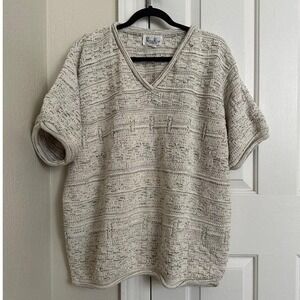 Vintage 90s Reba Rose New York Textured Knit V-Neck Top Plus Size 22/24 Made USA